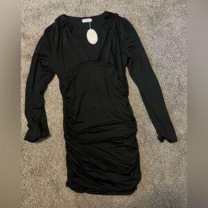 Womens V neck ruched bodycon dress~long sleeve NWT